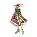 Elegant lady shape brooch with colorful rhinestones and enamel, fashion women accessories. - D-1303 Colorful