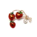 Stunning creative strawberry brooch featuring rhinestone details and a delicate pearl accent. - Creative Strawberry Style (D-1291)