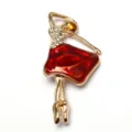 Elegant rhinestone red enamel ballerina girl brooch fashion alloy jewelry for women - D-1303 Red