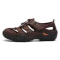 Sandali da trekking chiusi da uomo, scarpe da spiaggia traspiranti in pelle marrone estive. - 38 / Marrone Scuro