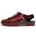 Sandali intrecciati unisex con cordini rossi e neri, scarpe estive leggere e comode. - 35 / Rosso e nero