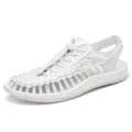 Hombres Mujeres Sandalias Trenzadas Blancas Verano Zapatos De Playa Casual Ligeros - Todo Blanco