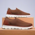 Heren Bruine Fly Knit Casual Slip-On Schoenen, Ademende Mesh Sport Sneakers Dagelijks - 39 / Bruin