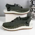 Sandali intrecciati casual da uomo, comode scarpe da spiaggia con lacci elastici resistenti. - 38 / Verde oliva