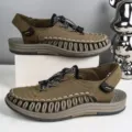 Uomini esterno tempo libero sandali intrecciati estate spiaggia traspirante scarpe uomo - 38 / Kaki