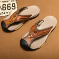 Heren leer zomer teenstappers lichte buiten strand sandalen ademend comfortabele schoenen - 38 / Bruin