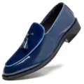 Zapatos de vestir de charol azul para hombre con detalle de borla de terciopelo, punta. - 38 / Azul