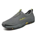 Zapatos casuales de senderismo de malla transpirable para hombres zapatillas gris amarillo. - 39 / Gris
