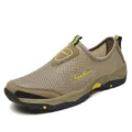 Zapatos hombre senderismo slip-on malla transpirables zapatillas kaki outdoor casual - 39 / Caqui