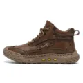 Men's brown leather casual high-top boots with durable textured rubber soles for outdoor use. - 39 / Khaki