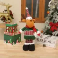 Christmas reindeer plush doll desktop ornament with cute hat and scarf for holiday decor - Reindeer