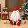 Christmas sitting Santa Claus plush doll knitted desktop ornament for holiday home decor. - Sitting With Bear Hat / Santa Claus