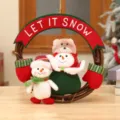 Christmas Wreath Hanging Decoration Cute Snowman Plush Doll Festive Party Home Wall Decor - Snowman Style