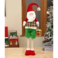 Cute Christmas plaid Santa doll long legs plush toy for holiday home window decoration - Santa Claus / 70cm