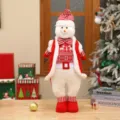 Weihnachtsschneemann Plüschpuppe Stoff Urlaubsdekoration stehendes Ornament rot weiß - Schneemann