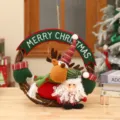Christmas wreath plush reindeer Santa wall hanging decoration festive holiday home party decor - Elk Style