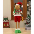 Christmas plush doll long legs reindeer toy retro plaid holiday festive home decoration - Deer / 70cm