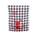 Christmas chair cover buffalo plaid red deer holiday home dining room decor festival - Black and White Plaid
