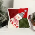 Christmas Patchwork Throw Pillow Cute Snowman Festive Holiday Cushion Variant Item - Snowman