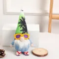Summer Hawaiian Gnome Plush Toy with Sunglasses and Palm Tree Hat Faceless Doll Decor - Red Flip-Flops