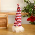 US Independence Day Faceless Gnome Doll Patriotic Star Striped Tall Hat Figurine Table Ornament - Single Piece / Red Stripes