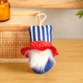 American Independence Day gnome hanging doll with striped hat and white beard festival decor. - 9.5*19.5 / Blue Stripe