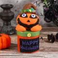Halloween creative pumpkin gift box plush ornament candy storage holiday home decoration - Round Pumpkin