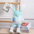 Pasen konijnenoor gezichtloze pop pluche speelgoed huisdecoratie schattige gnoom ornament - Blauw