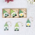 St. Patrick's Day wooden gnome hanging ornaments set with gift box green decorations - Irish Festival Wooden Style 3