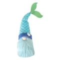 Cute mermaid gnome plush toy with glitter tail and fluffy beard for cute home decor. - Green Mermaid Print