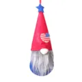 Independence Day gnome hanging decoration plush doll with red hat star and star heart ornament. - Independence Day Gray Red Heart