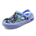 Zuecos de jardín pareja verano azul estampado hoja tropical zapatos playa sandalias - Azul