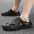Unisex black garden shoes with hollow-out breathable design and comfortable fit for summer. - 35 / Black