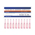 Primer plano detallado de diez ampollas de cuello de vidrio rosa con tarjeta descriptiva. - Paquete de 10
