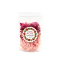 Natural rose petal bath salt in transparent pouch, moisturizing and soothing body skin care. - 150g