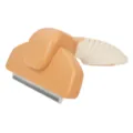Professional pet deshedding tool with ergonomic handle and stainless steel teeth for dogs cats. - L / Orange