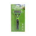 Green and black pet dematting comb with stainless steel teeth for daily dog grooming. - 956 / Double-Sided Undercoat Rake