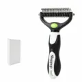 Professional pet dematting comb with dual-sided 9 and 17 teeth for easy pet grooming and fur care. - 9+17 Teeth / Green