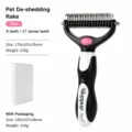 Pettine per toelettatura animali domestici bifacciale con 9 e 17 denti per cani e gatti. - 9+17 denti / Rosso rosa