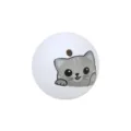 Cat toy ball white with cute grey cat pattern variant, interactive pet play ball for cats. - Cat Bell Ball