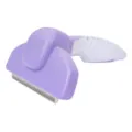 Purple pet deshedding brush for dogs and cats, ergonomic handle with stainless steel comb. - L / Purple