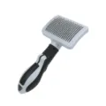 Ergonomic pet grooming slicker brush with fine stainless steel wire pins for dogs and cats. - Small Deshedding Tools