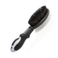 Dual-sided pet grooming brush with ergonomic handle, pin and bristle brush for dogs and cats. - Double-sided Comb