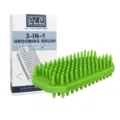 Grüne Silikon 3-in-1 Haustier-Pflegebürste mit Verpackung zum Baden und Massieren. - Grün