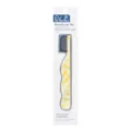 Pet facial and eye comb with yellow pattern handle, safe fine-toothed metal comb for dogs cats. - Beige