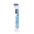 Mini pet facial and eye comb for dogs and cats, blue handle with metal teeth grooming tool. - Blue