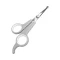 Grey white safe grooming scissors with rounded tip for daily trimming and care needs. - Pet Grooming Scissors