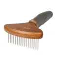 Peine de aseo profesional para mascotas con mango de madera y sus dientes de acero. - Peines de rastrillo de dientes anchos