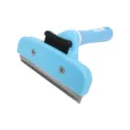 Professional pet deshedding tool with stainless steel comb teeth and blue ergonomic handle. - Large 10cm Dematting Tool