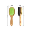 Bamboo double-sided pet grooming brush for dogs with massage bristles and wooden handle. - Double-Sided Black Bristle Massage Rainbow Bamboo Brushes in Color Box